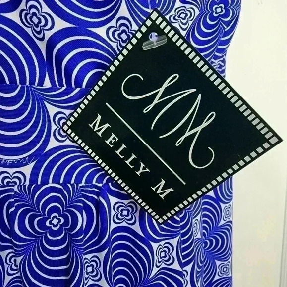 NWT Size Large Melly M Blue Floral 70s Psychedelic Slinky Maxi Dress Made in USA - Picture 5 of 6